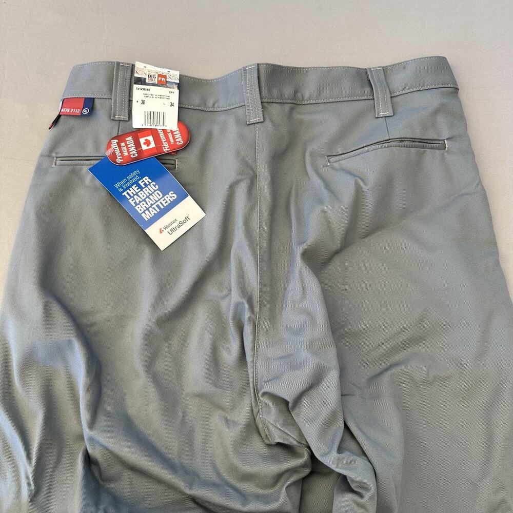 Big Bill FR Work Pants Mens 38x34 Flame Resistant Reflective Safety Arc 12.4